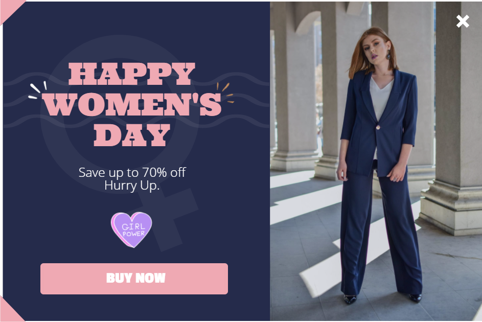 Free Women's Day sale promotion popup