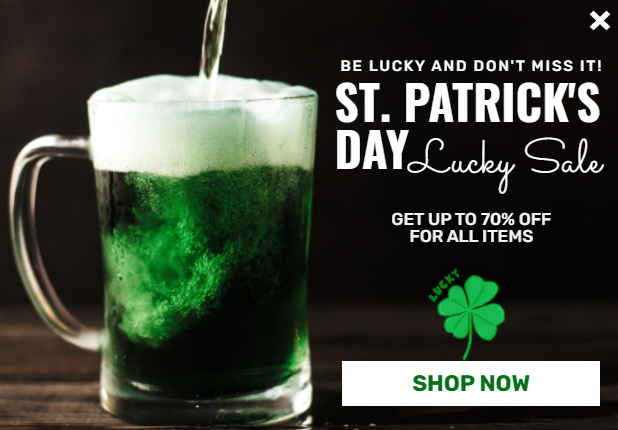 Free St. Patrick's Day promotion popup