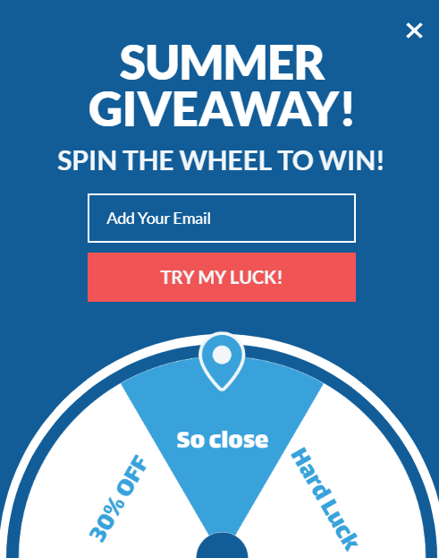 Free Summer Giveaway Spinner Promotion Builder