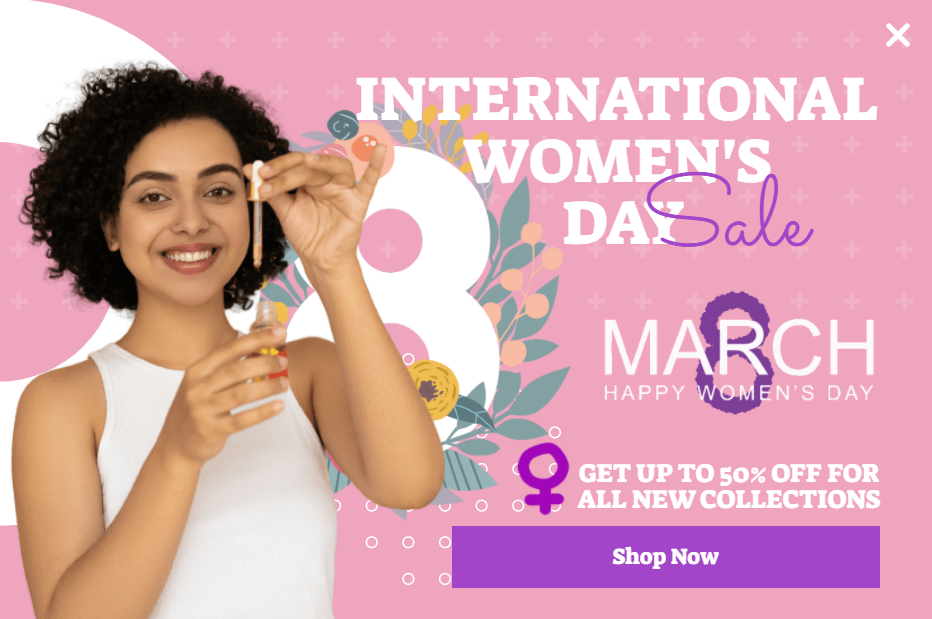 Free Women's Day sale promotion popup