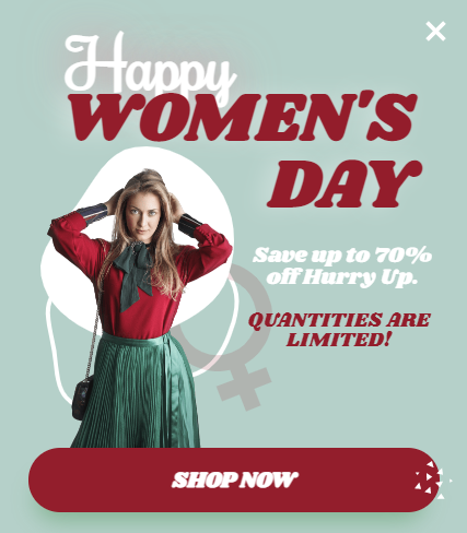 Free Women's Day sale promotion popup