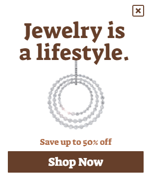 Free Jewelry promotion popup