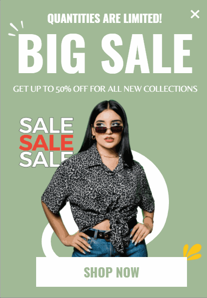 Free Big Sale promotion popup