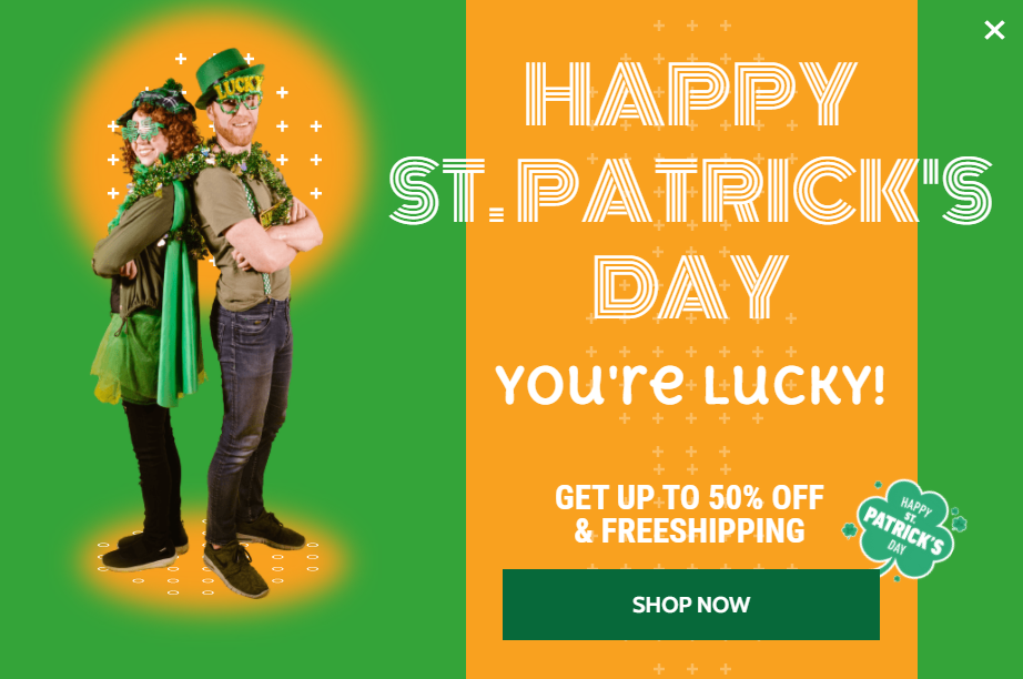 Free St. Patrick's Day promotion popup