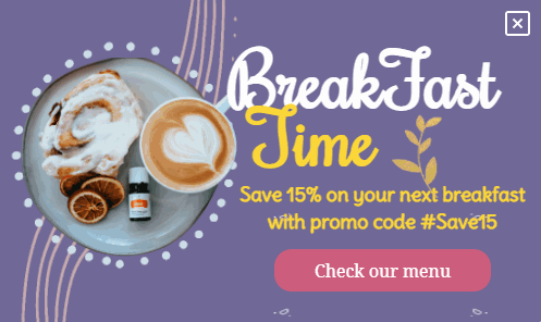 Free Breakfast promotion popup