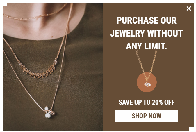 Free Jewels & Luxury promotion popup