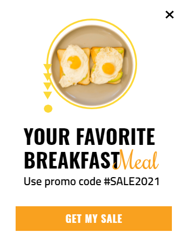 Free Breakfast food promotion popup