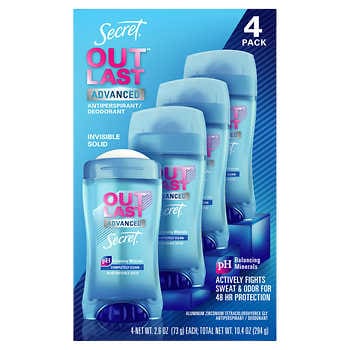 Secret Outlast Advanced Antiperspirant Deodorant 2.6 oz, 4 gói