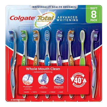 Bàn chải đánh răng làm trắng Colgate Total Advanced, hộp 8 cái