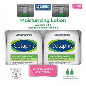 Kem Dưỡng Da Dưỡng Ẩm Cetaphil, Da Khô Đến Da Thường Nhạy Cảm, 20 fl oz, 2 số lượng