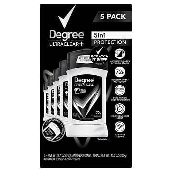 Degree Men UltraClear+ Chất khử mùi ngăn tiết mồ hôi, Đen & Trắng, 2,7 oz, 5 số