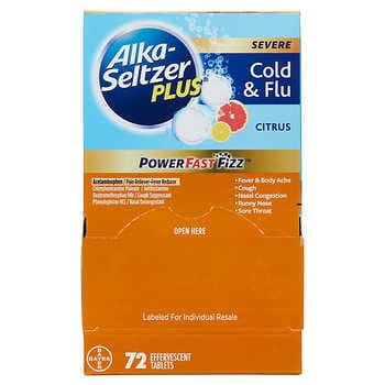 Alka-Seltzer Plus Cảm lạnh & Cúm nặng Powerfast Fizz, Citrus, 72-count