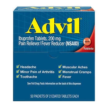 Advil Ibuprofen, 200mg, 50 Gói 2 Viên nén bao