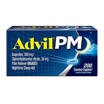 Advil PM, Thuốc giảm đau / Hỗ trợ giấc ngủ ban đêm, 200 Viên nén