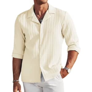 Coofandy Men's Texted Linen Beach Shirt