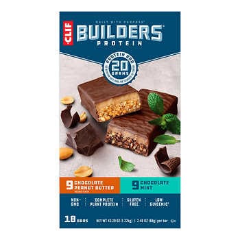 Thanh Protein của Clif Builder, Gói đa dạng, 2,40 oz, 18 viên