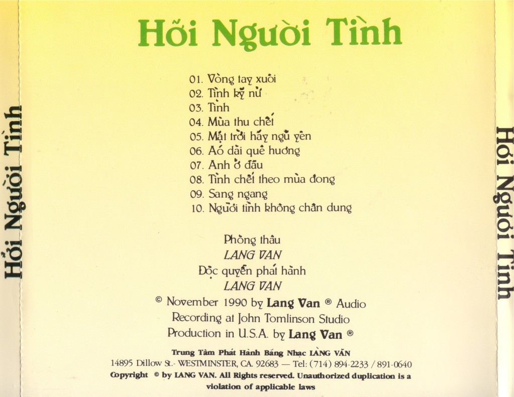 Hỡi người tình- Ý Lan (Làng Văn CD)