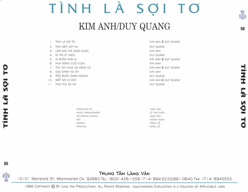 Tình là sợi tơ- Kim Anh- Duy Quang (Làng Văn CD 59)