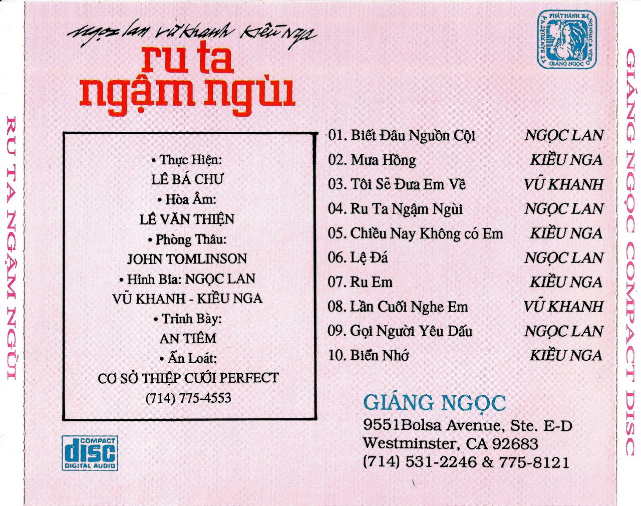 Ru ta ngậm ngùi- Ngọc Lan- Vũ Khanh- Kiều Nga (Giáng Ngọc CD 025)