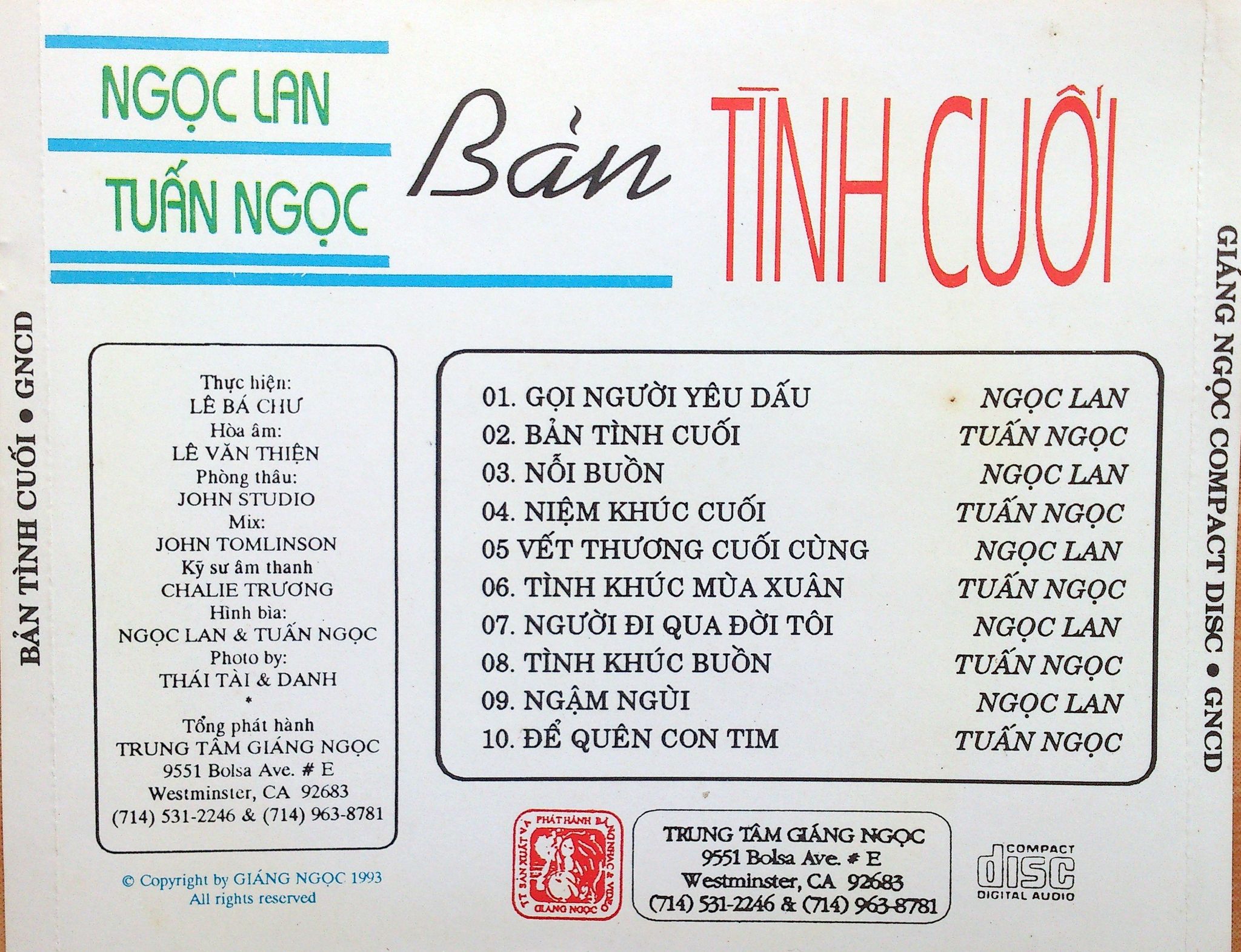 Bản tình cuối – Ngọc Lan- Tuấn Ngọc (Giáng Ngọc CD 168)