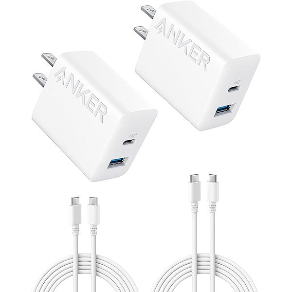 Bộ 2 Anker 20W 2 cổng USB Type-C + Bộ sạc tường loại A + Cáp 2x 5' Type-C