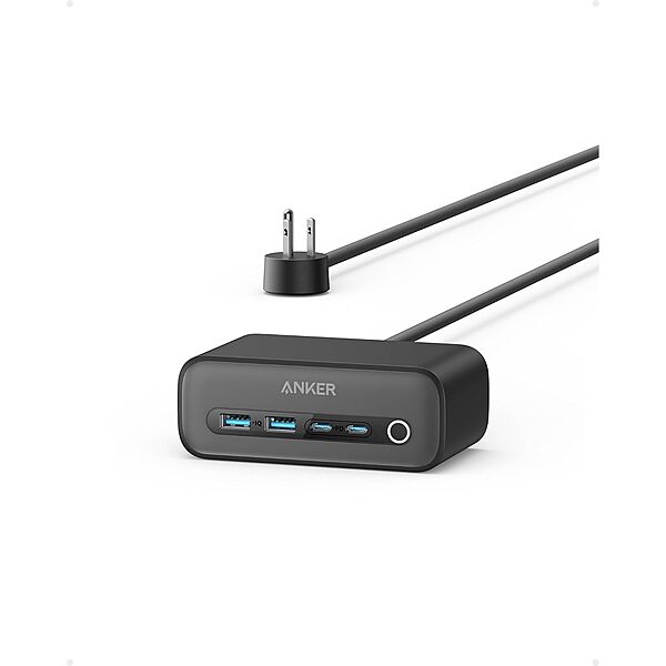 Anker 525 7-in-1 Charging Station w/ 2x 65W USB-C + 2x USB-A + 3x AC & 5' Cord