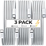 3-Pack LISEN 6.6' 60W USB-C to USB-C Charger Cables