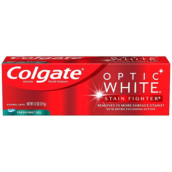 Kem đánh răng chống vết bẩn màu trắng Colgate Optic 4.2-Oz (Nhiều loại)