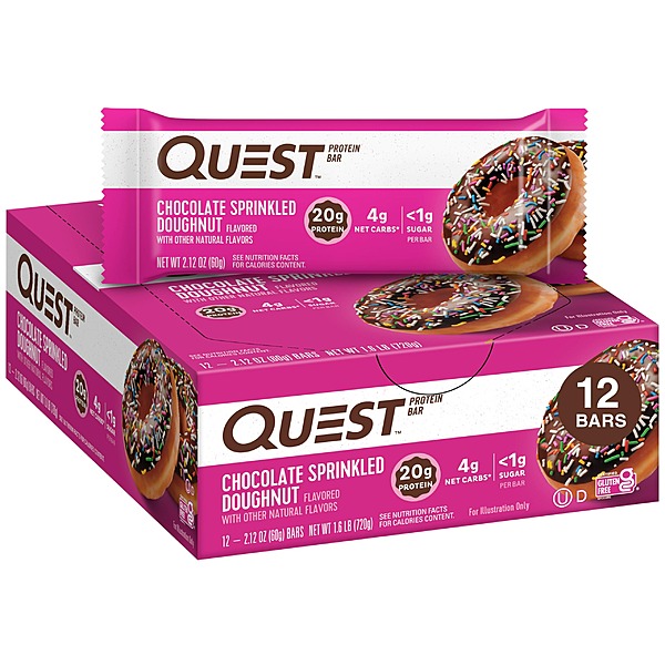 Thanh protein dinh dưỡng 12-Count Quest (Bánh rán rắc)