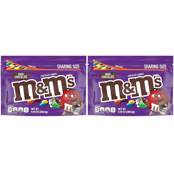 2-Pack 9.4oz M&M's Sô- cô - la đen Kẹo ( Cỡ chia sẻ)