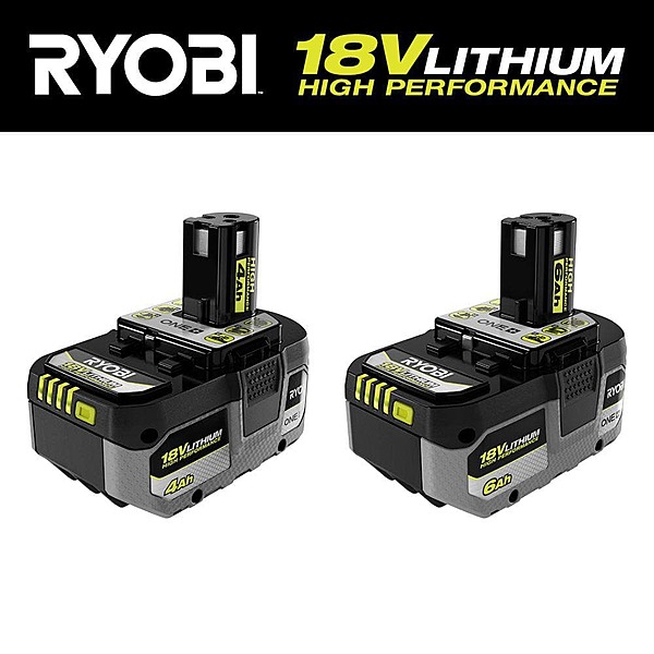 2 gói Pin Lithium-Ion RYOBI ONE+ HP 18V 6.0Ah + 4.0Ah