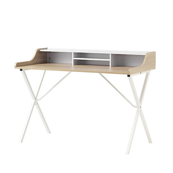 47" Chữ tượng hình ngôi nhà cao cấp viết Desk w/ open entage (Oak White)