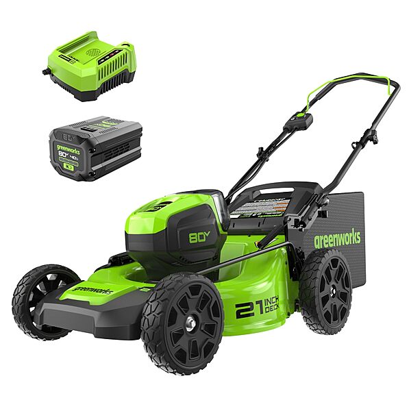 21" Greenworks Pro 80V không có bàn chải Lawn w/4 Ah pin + bộ sạc