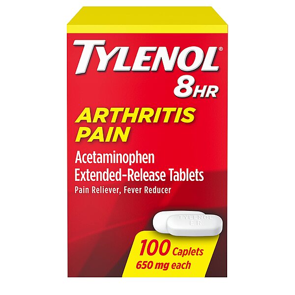 100-Count Tylenol 8 giờ viêm khớp Arthr 650 mg-mg đau đớn bảng họa tiết w/ Acetaminophen