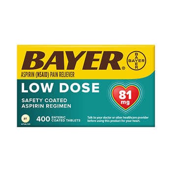 Bayer Aspirin Regimen Liều thấp 81 mg., 400 Viên nén bao tan trong ruột