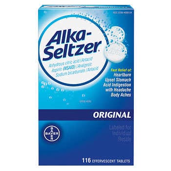 Alka-Seltzer Original, 2 Viên nén sủi bọt, 58 Túi