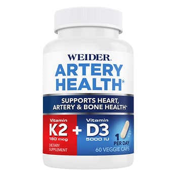 Weider Artery Health with Vitamin K2 Plus D3, 60 Viên Rau Củ