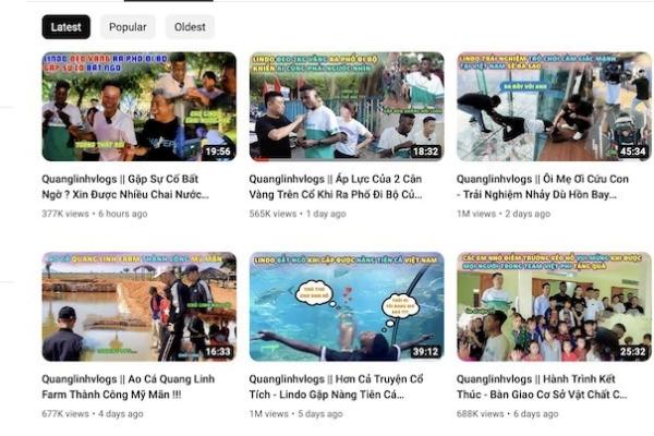 Quang Linh Vlogs mỗi ngày đăng 1 video, hút 3,69 triệu người theo dõi