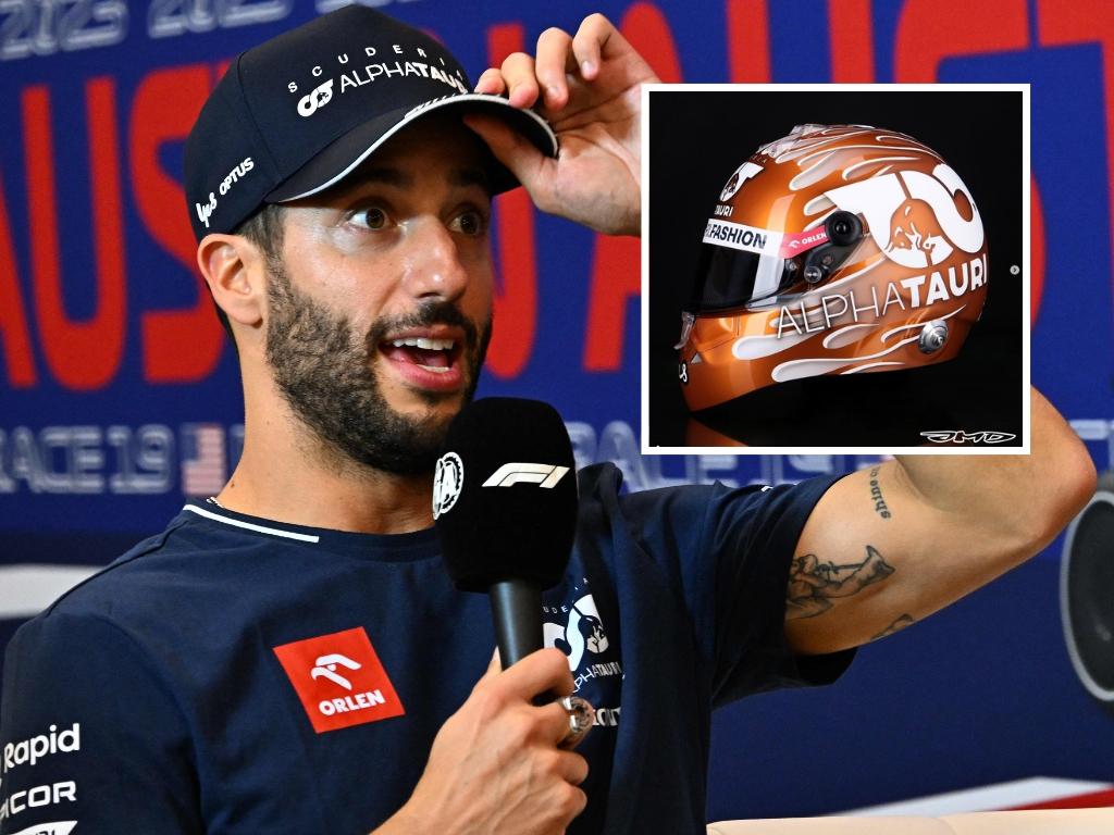 Không thể không nhìn thấy chi tiết mũ bảo hiểm Ricciardo thô sơ