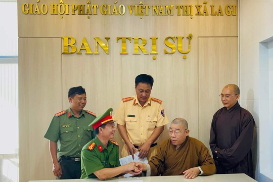 La Gi: Vận động tăng ni, phật tử cùng tham gia bảo đảm trật tự an toàn giao thông