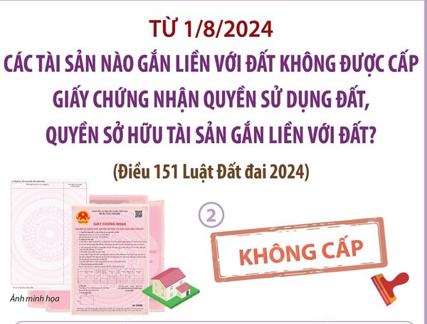 Từ 1/8/2024: Các tài sản nào gắn liền với đất không được cấp Giấy chứng nhận quyền sử dụng đất, quyền sở hữu tài sản gắn liền với đất? (Phần 2)