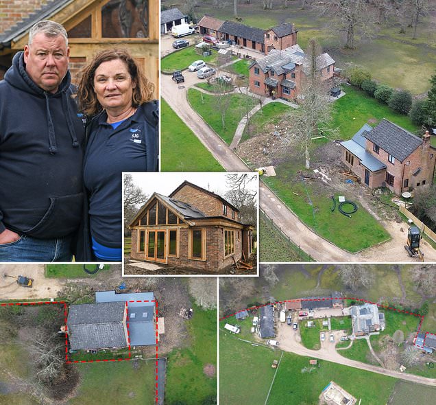 EXCLUSIVEFurious couple ordered to demolish £100k extension even though they have planning permission after making a VERY big blunder by accidentally building on land they do not own