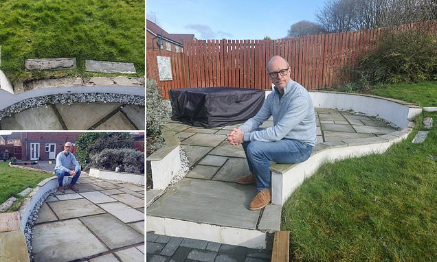 Homeowner says landscaping firm's botched garden makeover has cost him £20,000 after it caused floods, electricity surges and cracked paving