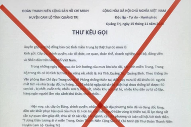 Giả mạo đoàn thanh niên kêu gọi hỗ trợ miền Trung thiệt hại do mưa lũ