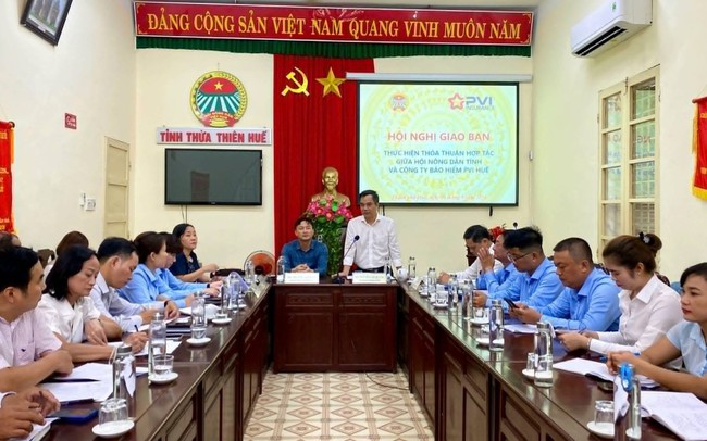 Hội Nông dân tỉnh Thừa Thiên Huế và Bảo hiểm PVI Huế tổ chức hội nghị đánh giá kết quả hợp tác