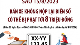 Sau 15/8/2023, bán xe không nộp lại biển số có thể bị phạt tới 8 triệu đồng