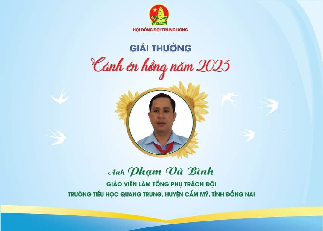 Thầy Phạm Vũ Bình đoạt giải thưởng Cánh én hồng năm 2023