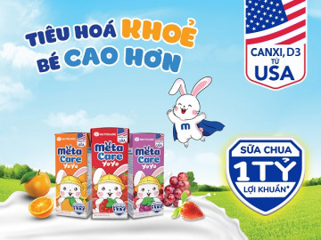 Sữa Chua Uống Metacare 1 tỷ lợi khuẩn mới giúp tăng cường sức khỏe đường ruột cho trẻ nhỏ