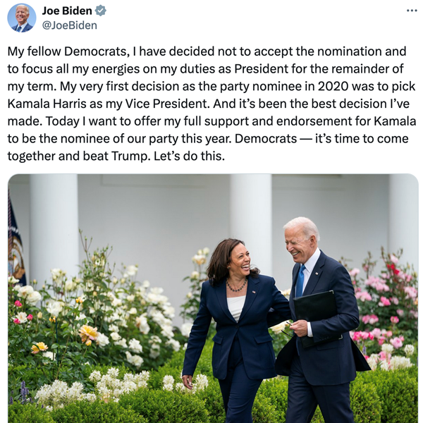 Tổng thống Mỹ Joe Biden từ bỏ cuộc đua với đối thủ Donald Trump