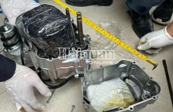 Quang Tri Customs seizes drugs hidden inside motorbike engine blocks